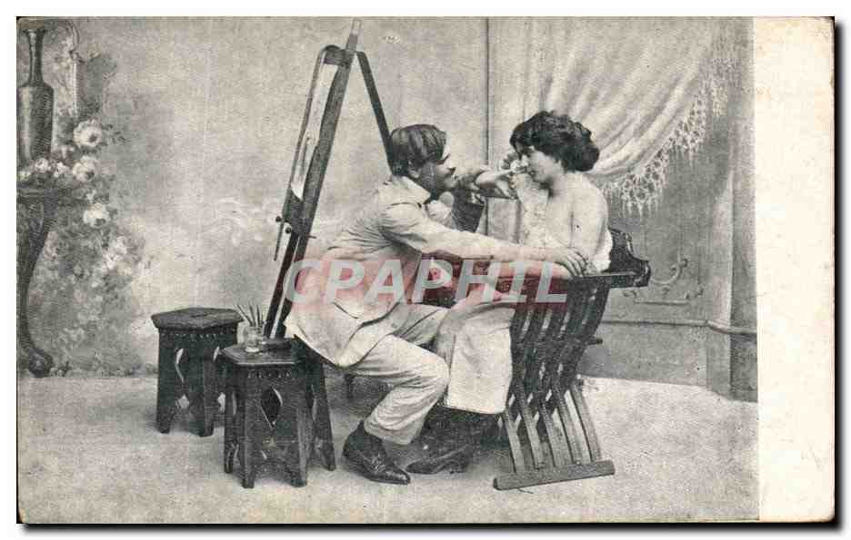 CPA Fantaisie Femme et peintre