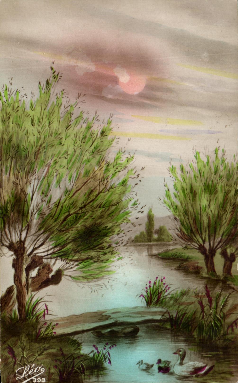 CPA Fantaisie Paysage Canard