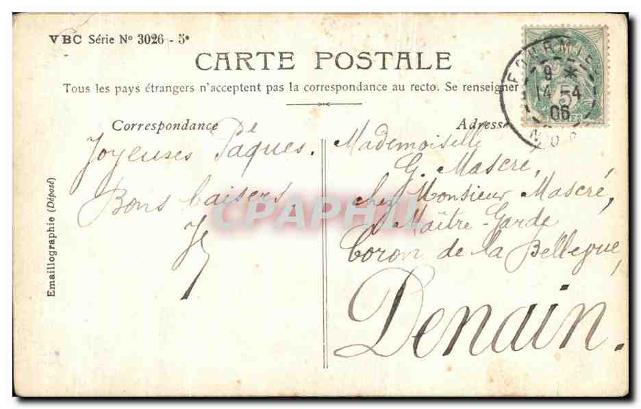 CPA Fantaisie Femme et panier d'oeufs — Verso