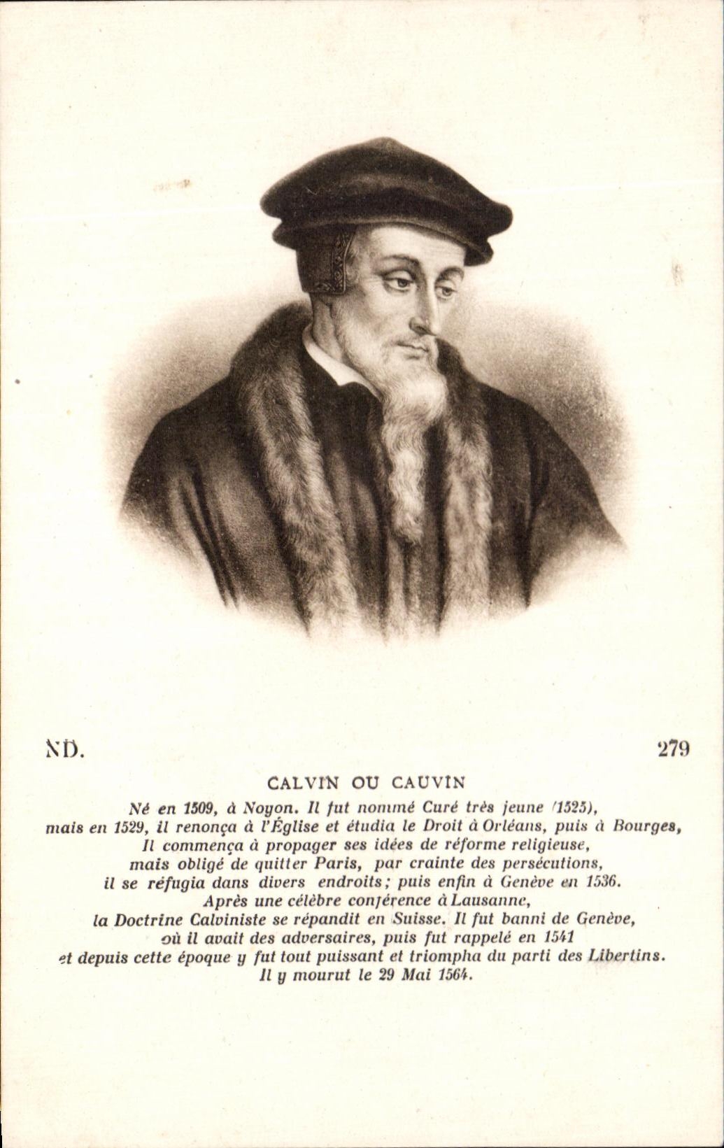 CPA Calvin ou Cauvin ne a Noyon Religion 