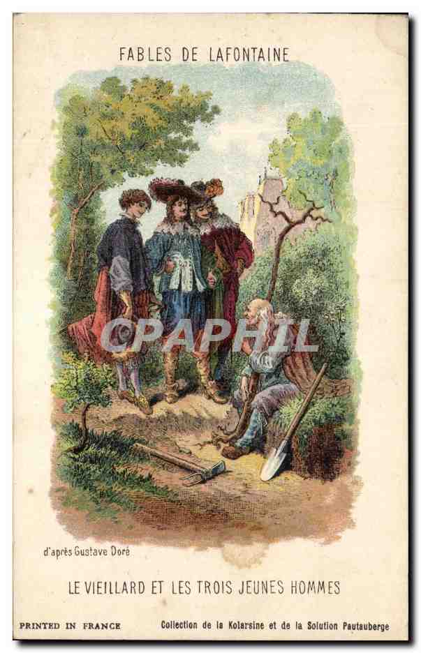 CPA Fantaisie Fables de la Fontaine Le vieillard et les trois jeunes hommes 