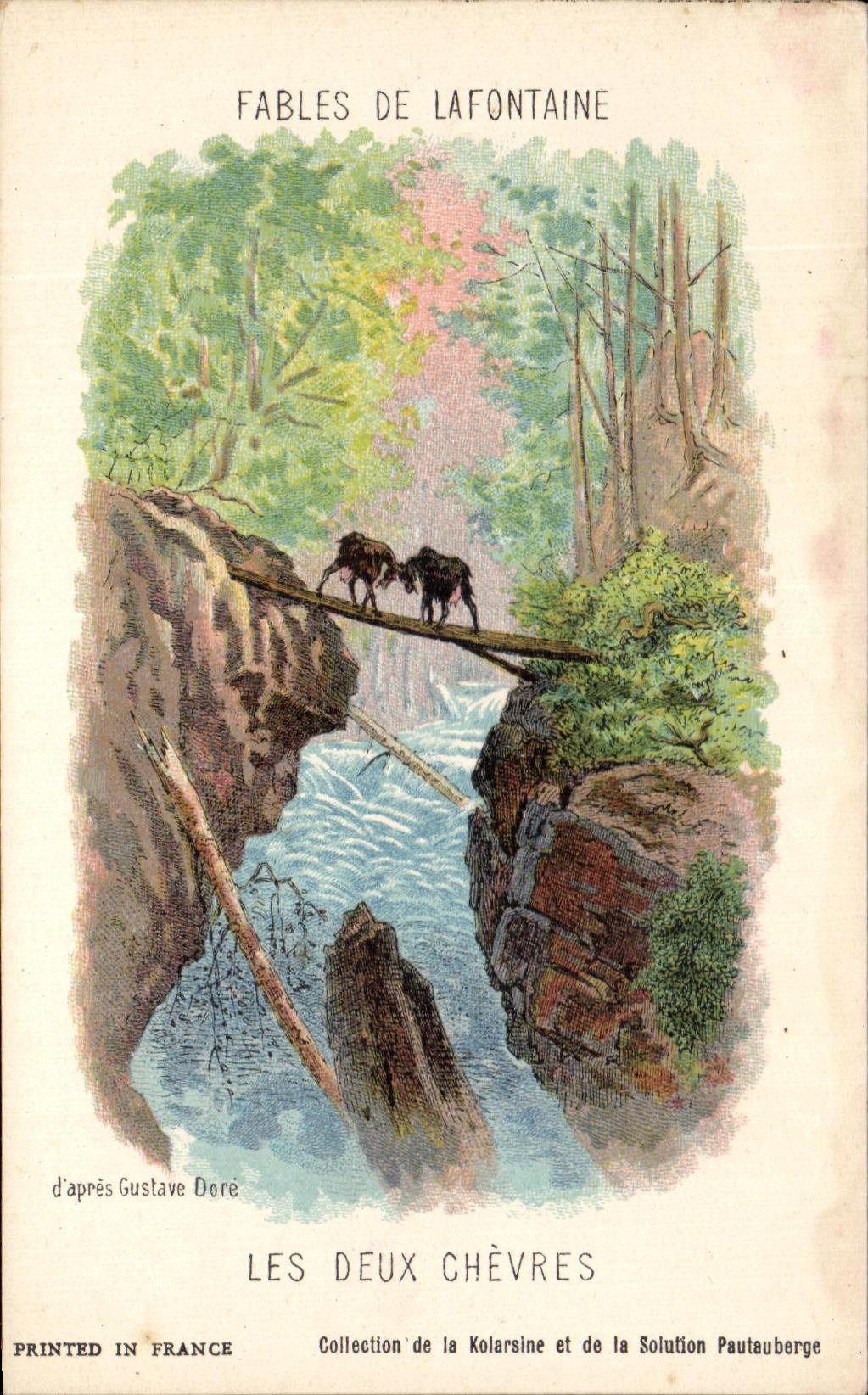 CPA Fantaisie Fables de la Fontaine Les deux chevres