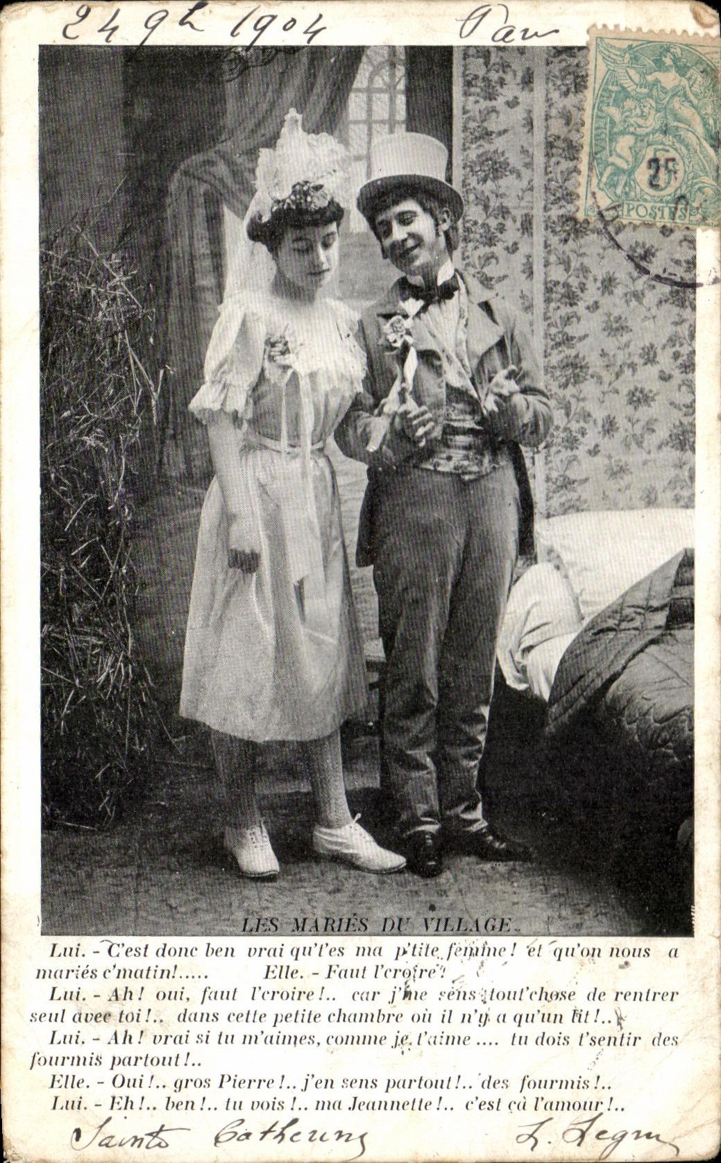 Les Mariés du Village — scène de couple dans une chambre — éditeur J. Segm