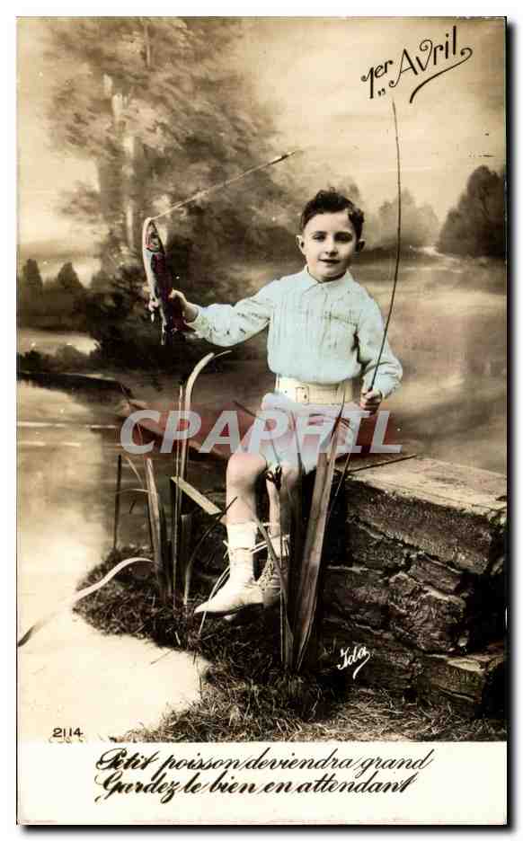 CPA Fantaisie Enfant 1er avril Poisson 