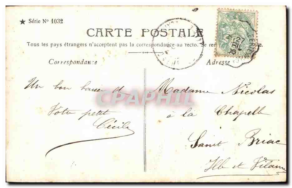 CPA Fantaisie Enfant et grand pere Le vieux pecheur  — Rückseite