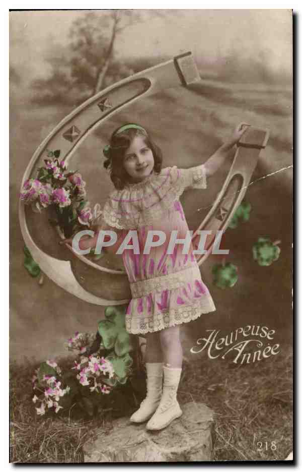 CPA Fantaisie Enfant fer a cheval
