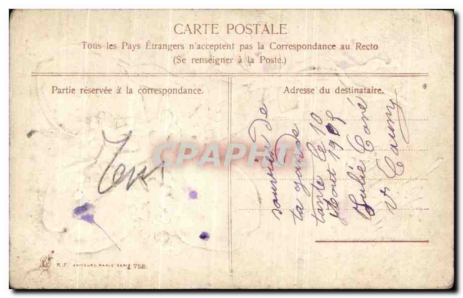 CPA Fantaisie Fleurs Trefle  — Rückseite