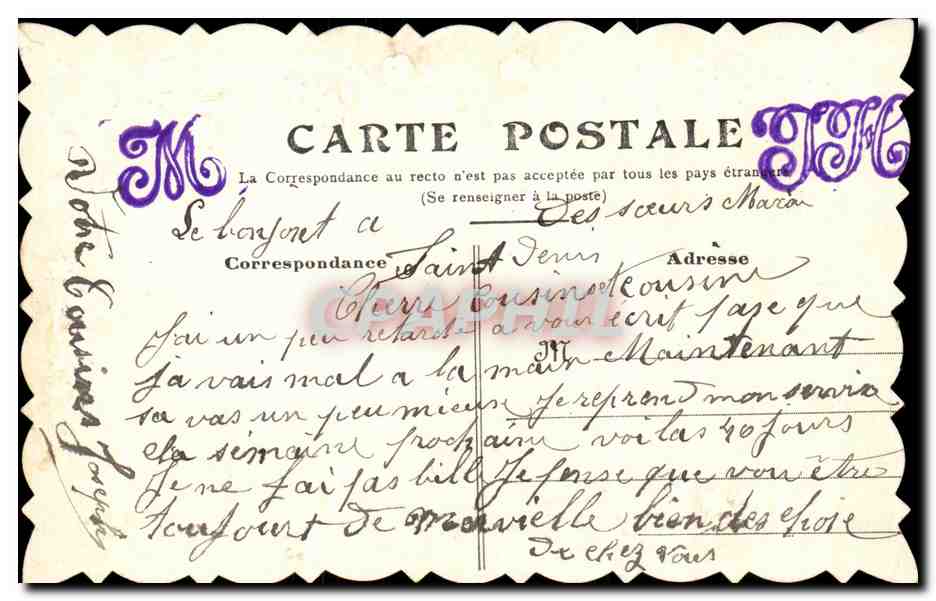CPA Fantaisie Souvenir de Michel Josef 1912 — Rückseite