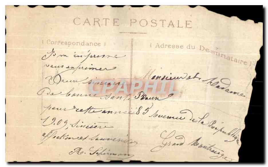 CPA Fantaisie Femme carte Calendrier annee 1909 — Verso
