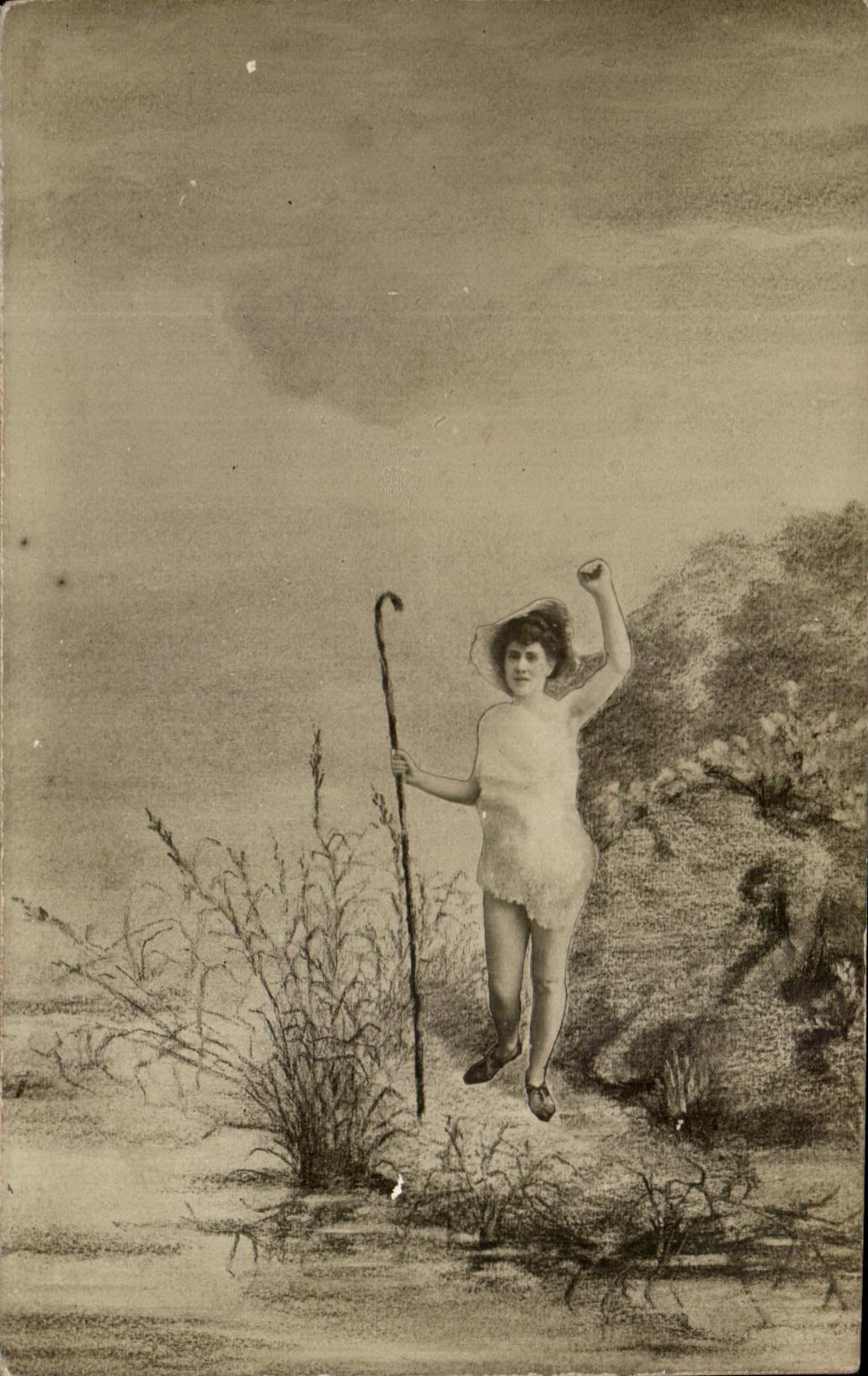 Femme en tenue de bain — saut dans un paysage — Société Lumière, Lyon