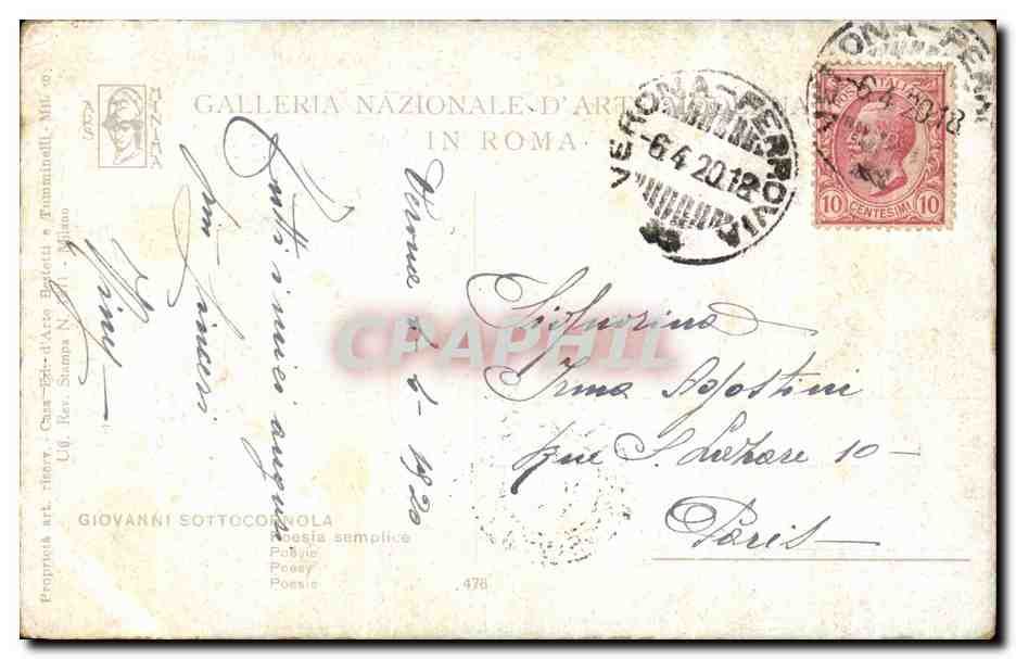 CPA Fantaisie Giovanni Sottocornola Poesie Enfant — Rückseite