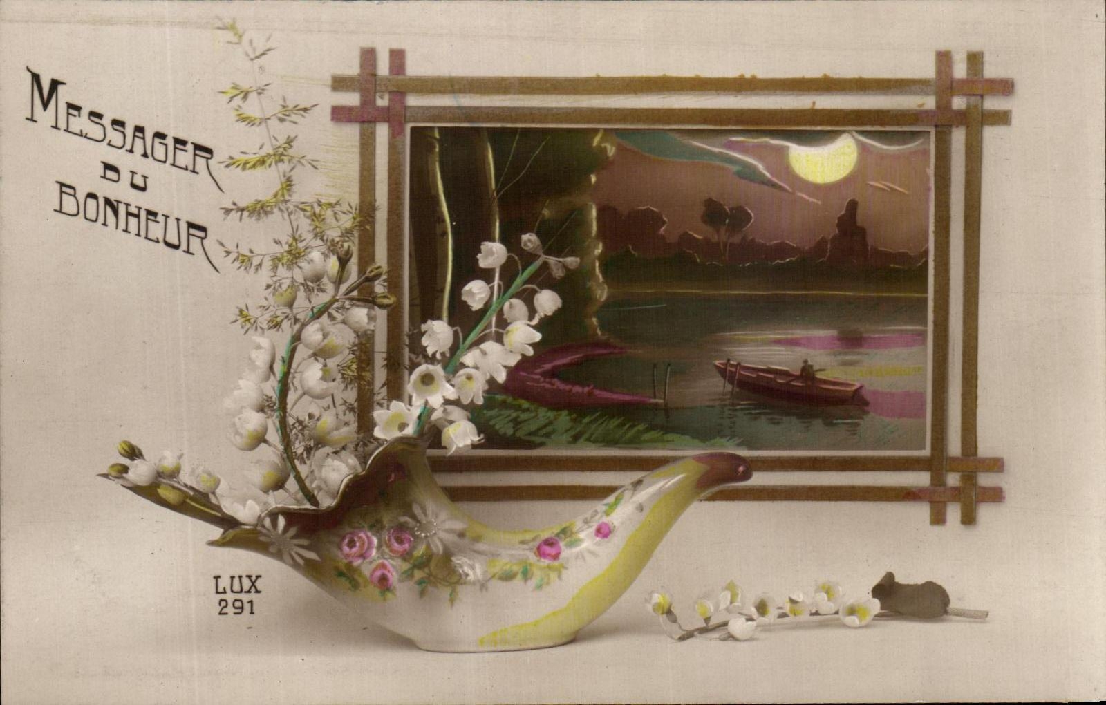 CPA Fantaisie Fleurs Corne d'abondance Muguet