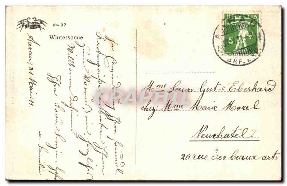 CPA Fantaisie Hiver — Rückseite