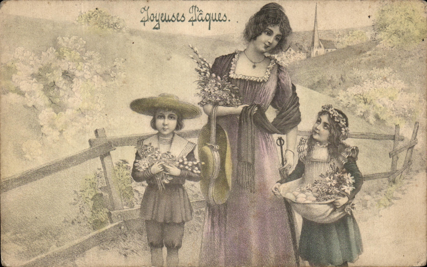 CPA Fantaisie Femme Paques 
