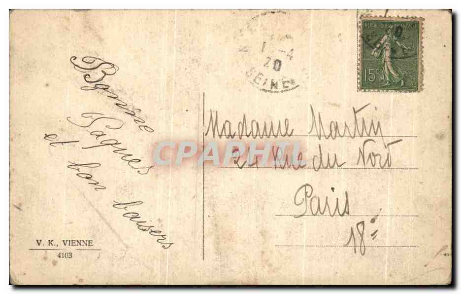 CPA Fantaisie Femme Paques  — Rückseite