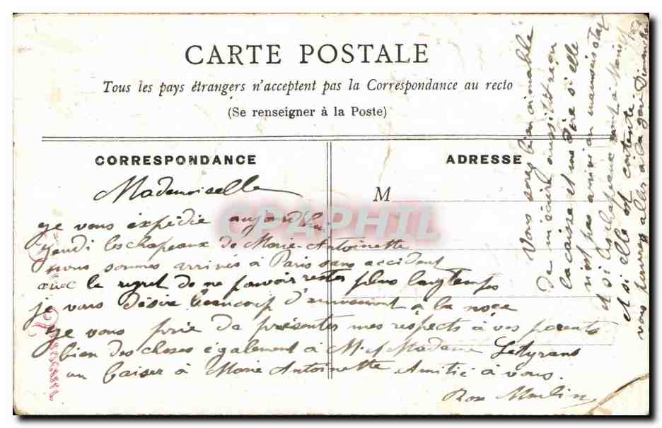 CPA Fantaisie Fleurs Hirondelle Colombes — Verso