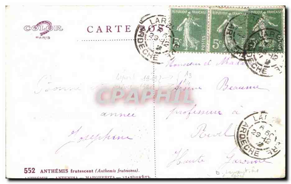 CPA Fantaisie Fleurs  — Rückseite