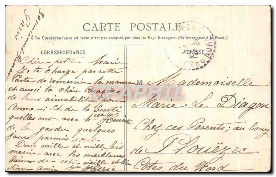 CPA Fantaisie Enfants l'angelus  — Verso
