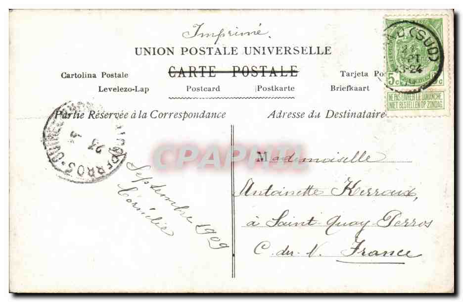 CPA Fantaisie Femme la foi lion  — Rückseite