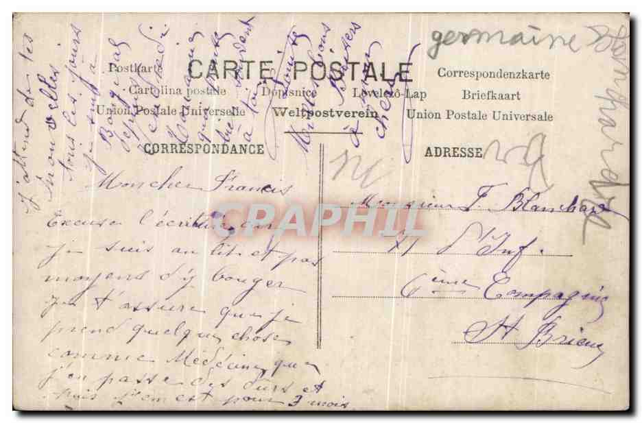 Couple en tenue de pêcheur — texte imprimé et timbre — éditeur ARS Paris, n°161 — Achterkant