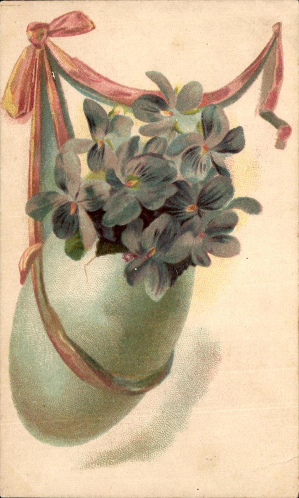 CPA Fantaisie Fleurs Oeuf 