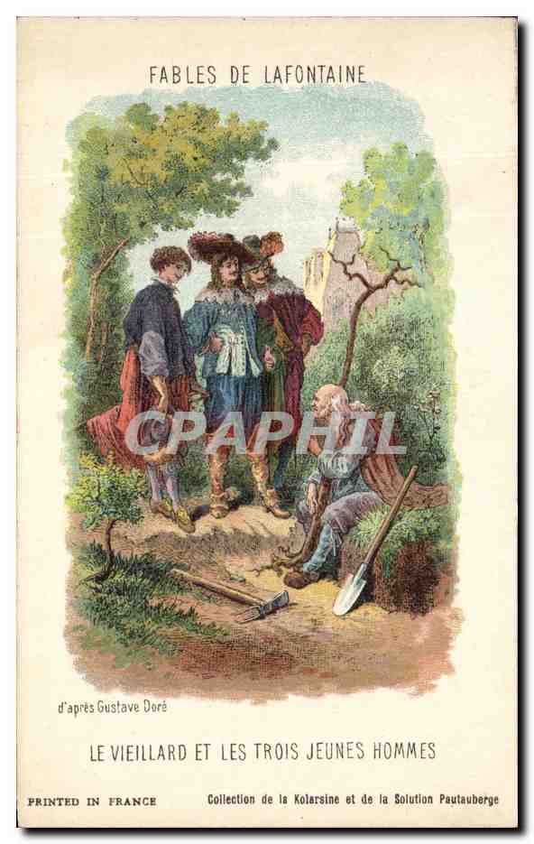 CPA Fables de la Fontaine le vieillard et les trois jeunes hommes 