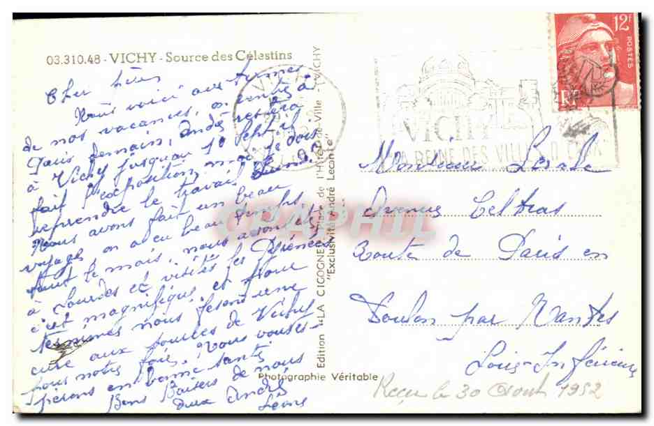 CPSM Vichy Source des Celestins  — Verso