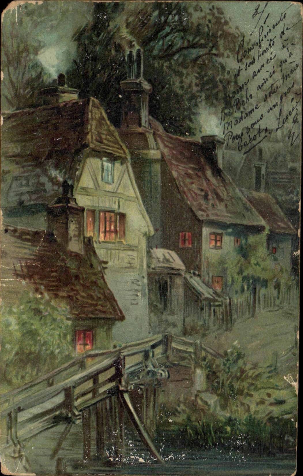 CPA Fantaisie Maison de village 