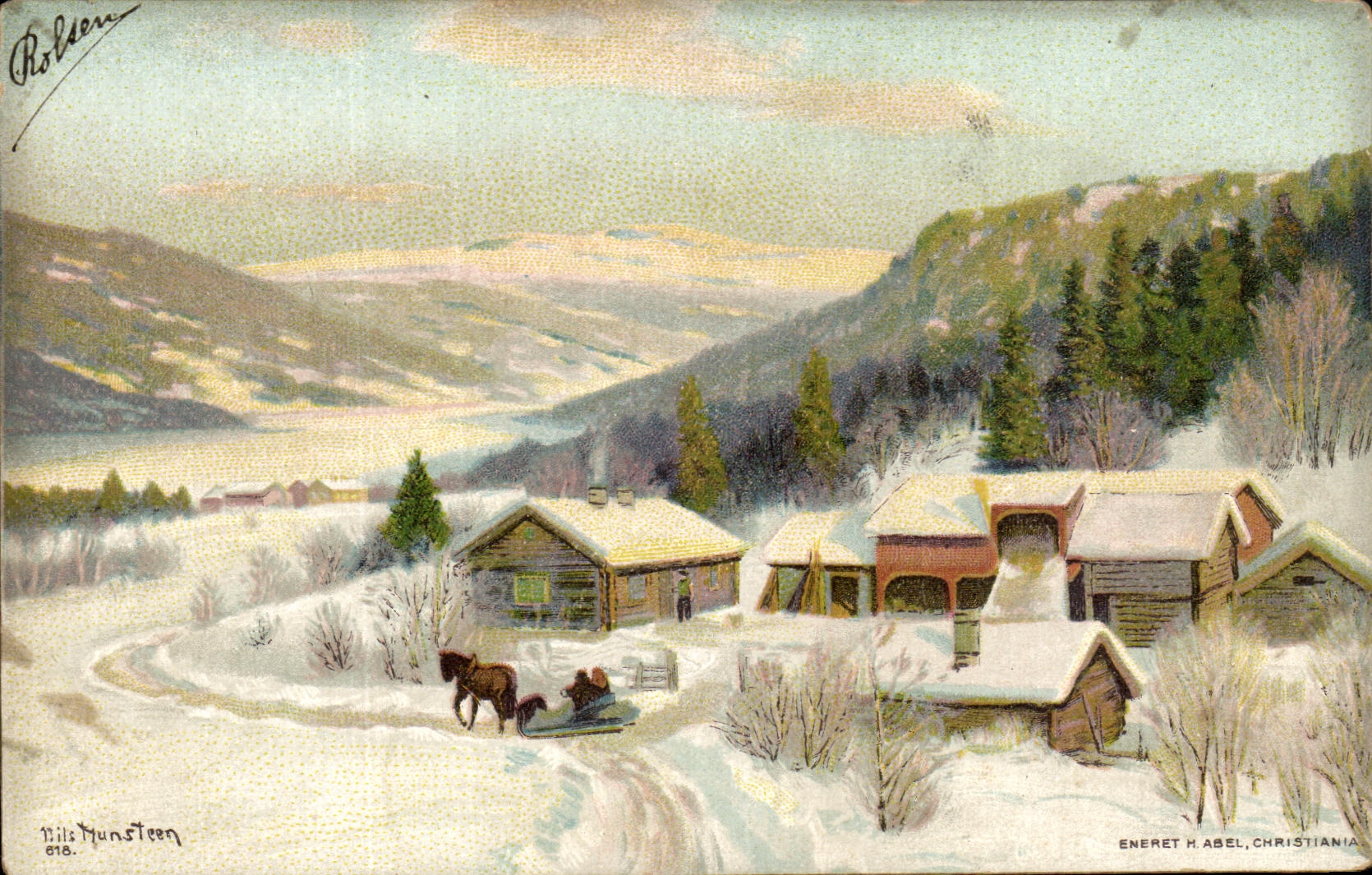 CPA Fantaisie paysage dans la neige 