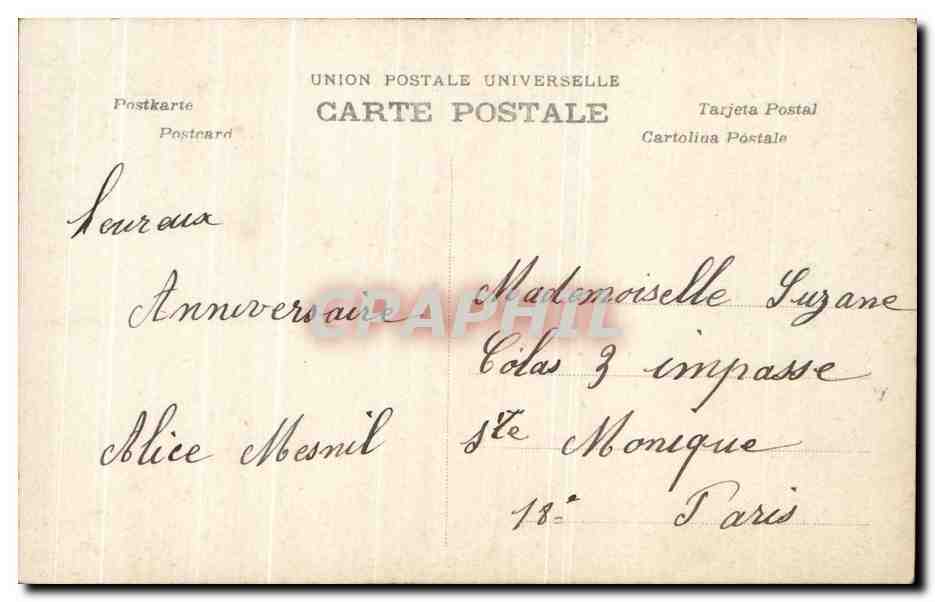 Frau in Hut mit Feder — Geburtstag — Paris — Rückseite