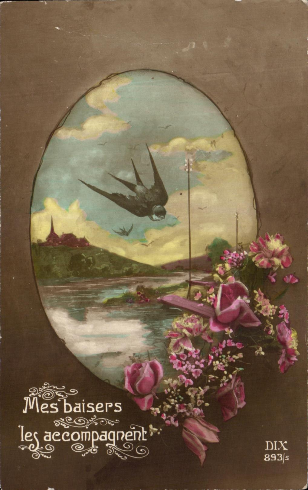 CPA Fantaisie Hirondelle 