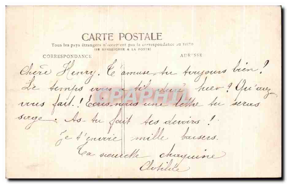 CPA Fantaisie Femme professeur  — Verso