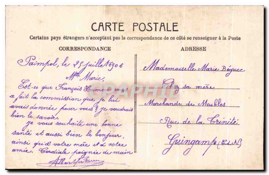 Junge Frau mit Lilien — Erinnerung — E.L.D. n°3454 — Rückseite