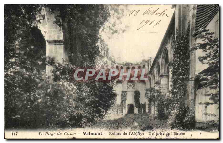 CPA Le Pays De Caux Valmont Ruines De l'Abbaye Prise De l'Entree