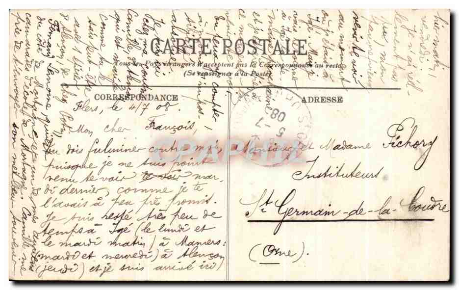 CPA Flers Avenue du Chateau Rue Richard Lenoir — Rückseite