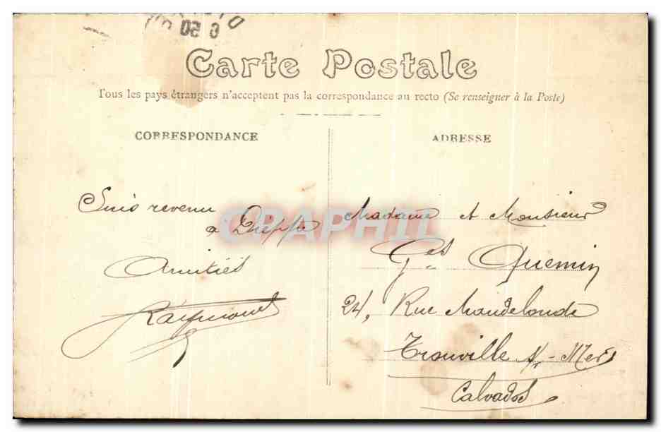 CPA Dieppe Le vieux Chateau — Rückseite