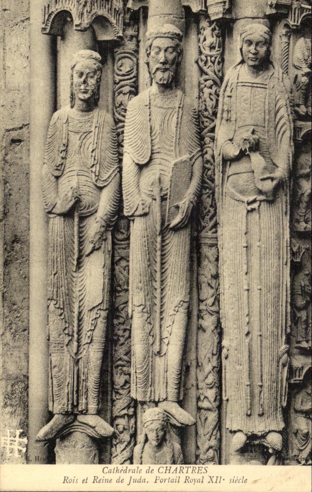 Cathédrale de CHARTRES — Rois et Reine de Juda. Portail Royal XIIe siècle — G. Houël