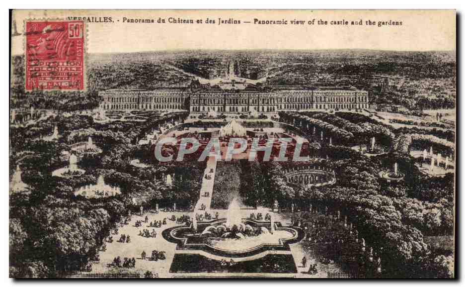 CPA Versailles Panorama du Chateau et des Jardins 