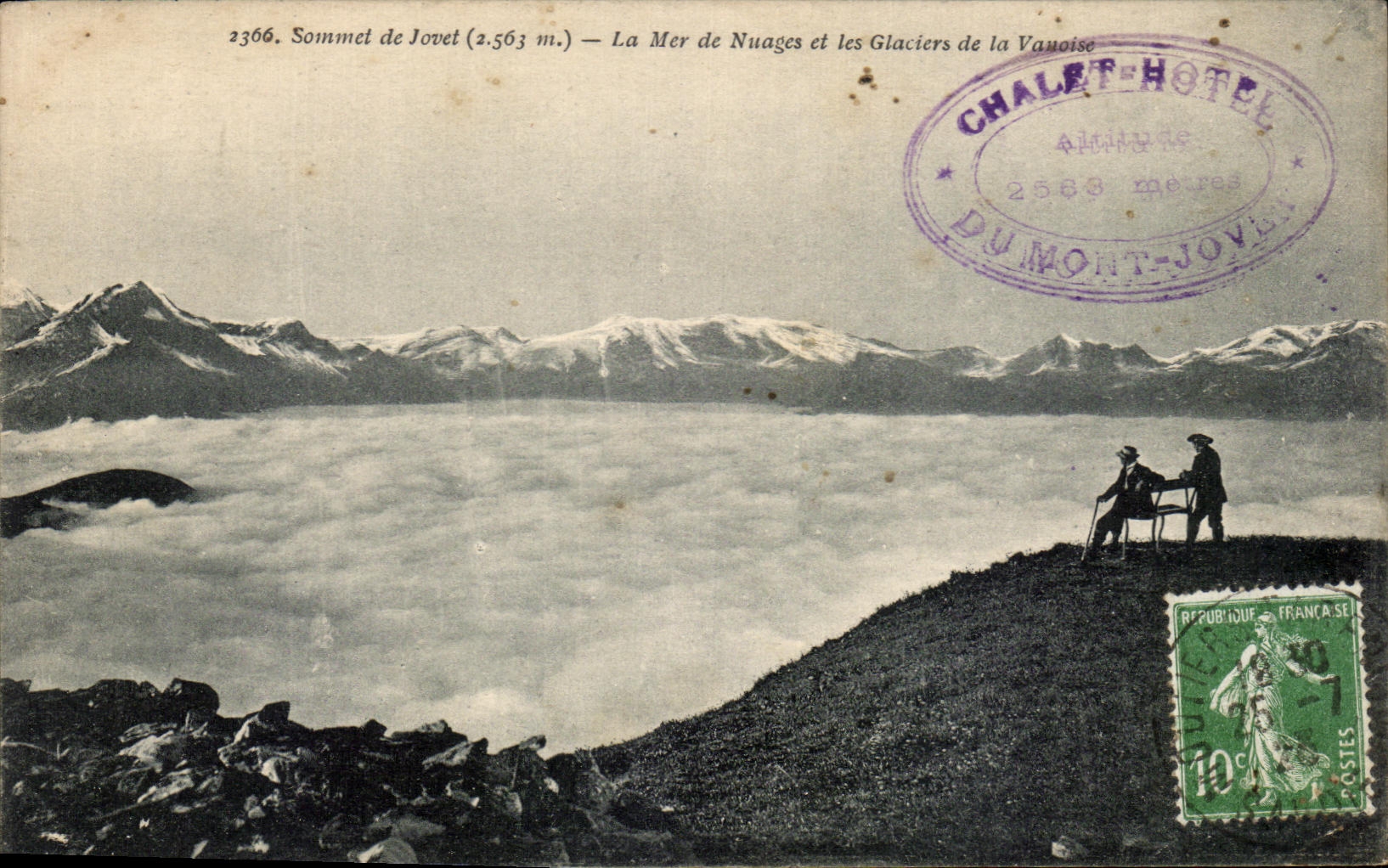 Sommet de Jovet (2.563 m.) — La Mer de Nuages et les Glaciers de la Vanoise — Chalet-Hôtel du Mont-Jovet
