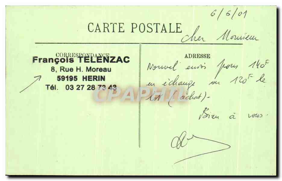 CPA Dieppe Les Rochers et les Falaises — Verso