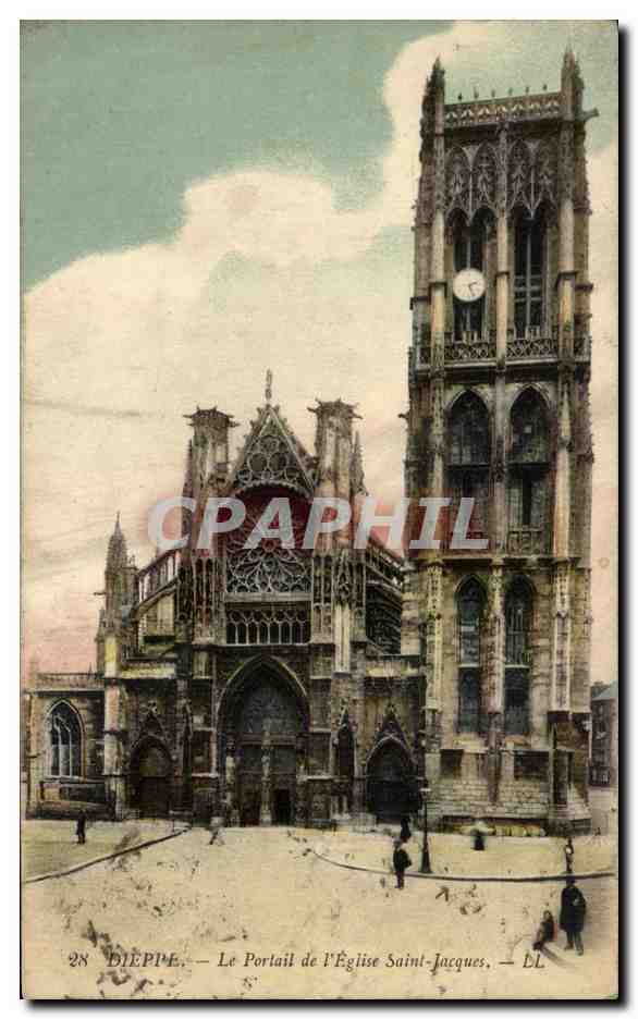 CPA Dieppe Le portail de l'Eglise Saint Jacques