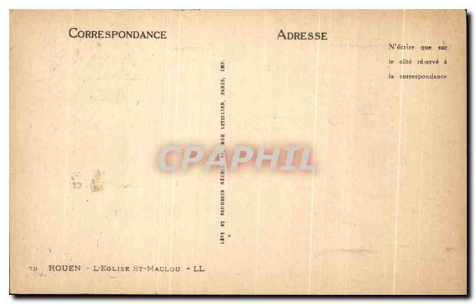 CPA Rouen L'Eglise St Maclou — Verso