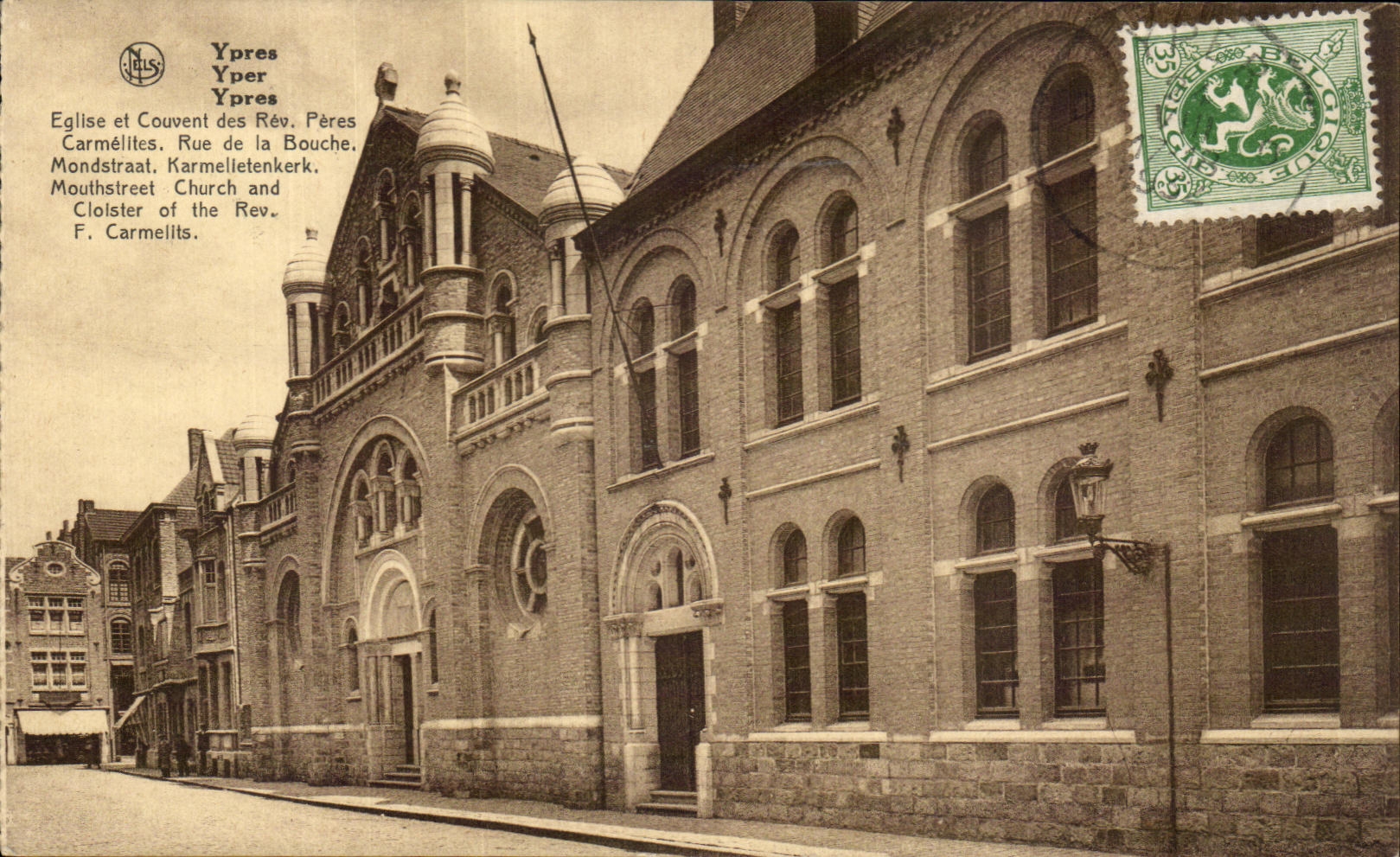 Église et Couvent des Pères Carmélites à Ypres — éditeur N. Lus, n° de série non visible