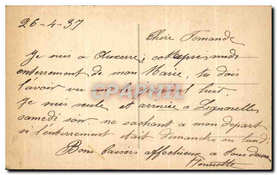 CPA Auxerre La Tour de L'Horloge — Verso