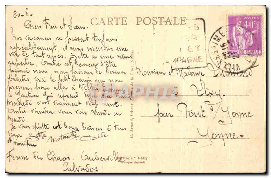 Villers-sur-Mer — Chemin du Manoir d'Aubervillle — éditeur Saby, n° 69 — Rückseite