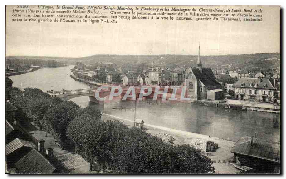 CPA Sens L'yonne Le Grand Pont et Eglise Saint Maurice