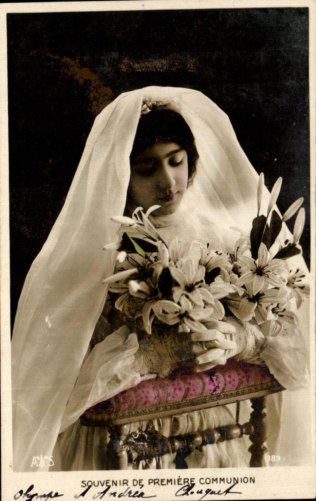CPA Souvenir De Premiere Communion Fantaisie Femme 