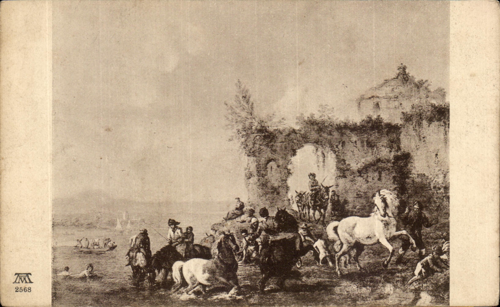 CPA Wouverman Le baignoir Cheval