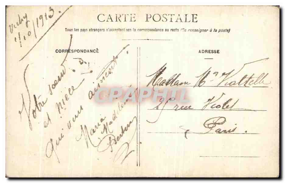CARTE PHOTO Vichy Femmes elegantes  — Verso