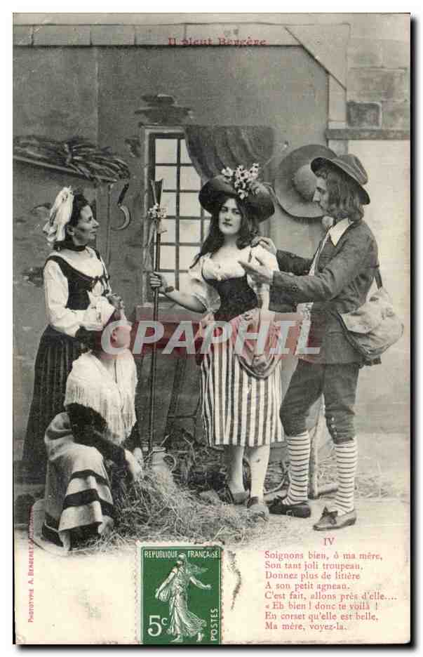 Scène de village — La vache et le corset — éditeur Paturyov, A. Bérentz, n° IV